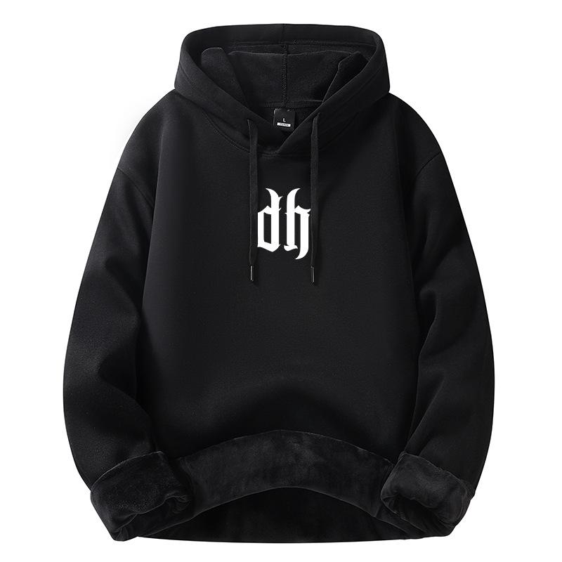 Модная мужская толстовка с капюшоном, утепленная толстовка, мужская осенне-зимняя новая хлопковая кофта, утолщенная свободная куртка M: recommended 80-55kg
