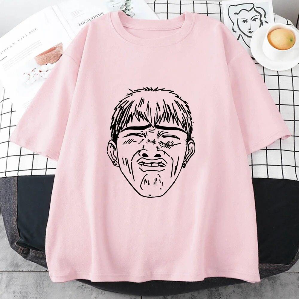 GTO Great Teacher Onizuka T-Shirts Unisex/Frauen 100 % Baumwolle T-Shirts Hübsche ästhetische T-Shirts Strichmännchen Harajuku Bequemes Unisex-T-Shirt