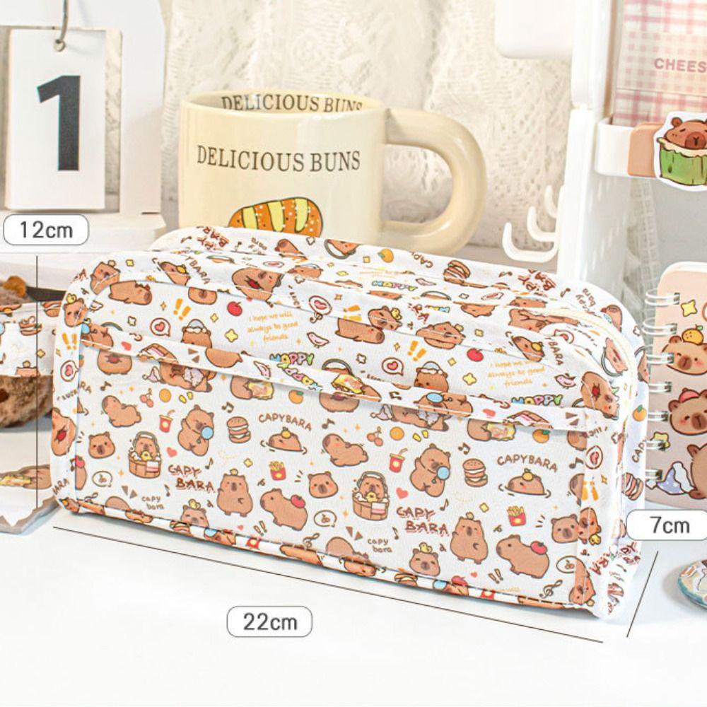 Penbag Capibara Pencil Case Canvas Capibala Stationery Box Capibala Pen Bag  Male and Female