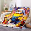 1Pc Christmas Minion Celebration Blanket Soft And Comfortable Casual Warm Camping Travel Christmas Halloween Gift M91744