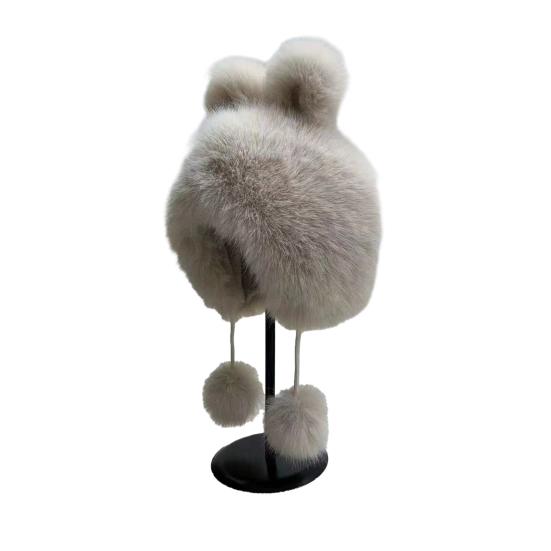 

Зимняя шапка из искусственного меха, шапка с защитой ушей, декор в виде лисьих ушек, мягкая плюшевая подкладка, ветрозащитная, теплая зимняя шапка