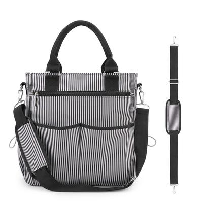 Classic Striped Mommy Bag – Large Capacity, Multi-Compartment, Wear-Resistant, with Load-Reducing Shoulder Strap for Travel