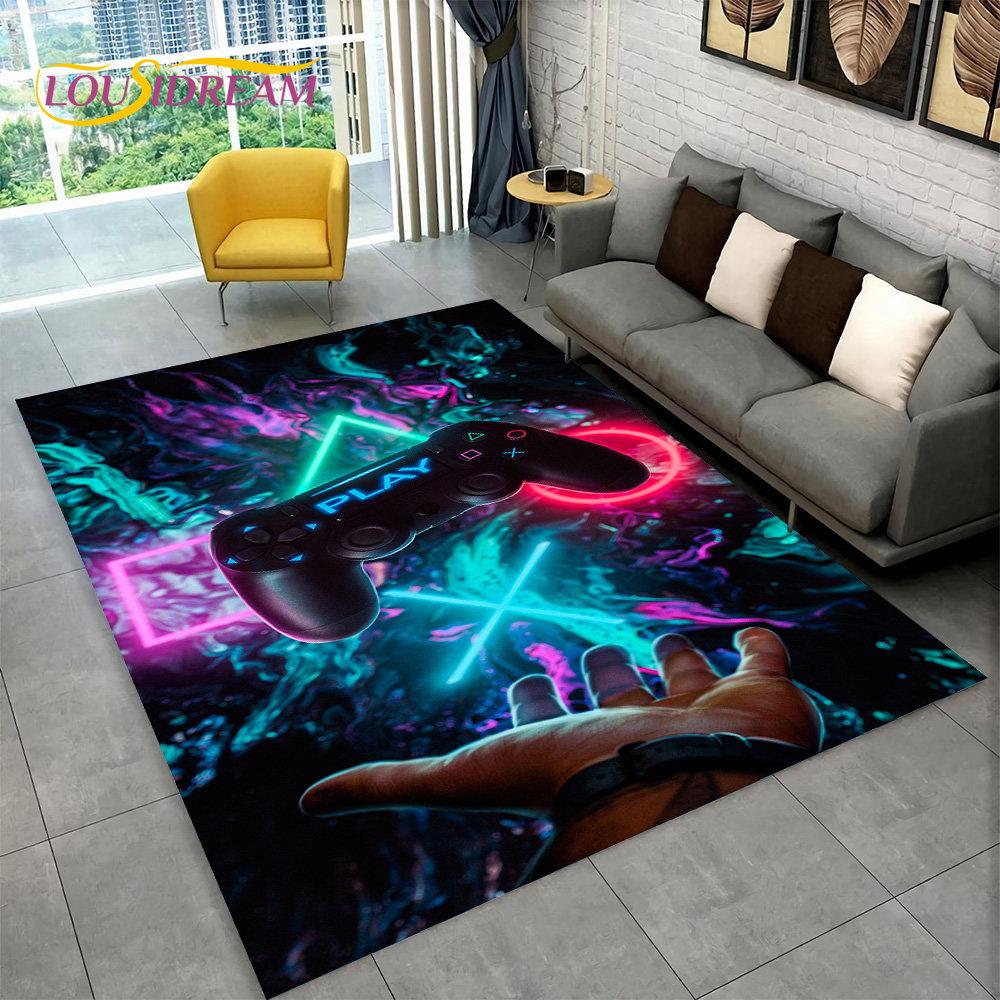 Cartoon Gamer Game Gamepad Area Rug,Carpet Rug for Living Room Kids Bedroom Sofa Kitchen Doormat Decor,Child Non-slip Floor Mat