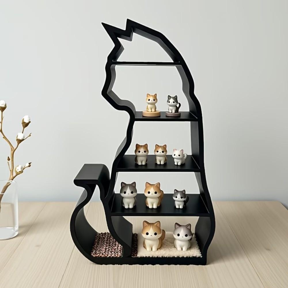 Scene Decoration Cat Mini Display Shelf Desktop Organizer Figurine Storage Rack Dollhouses