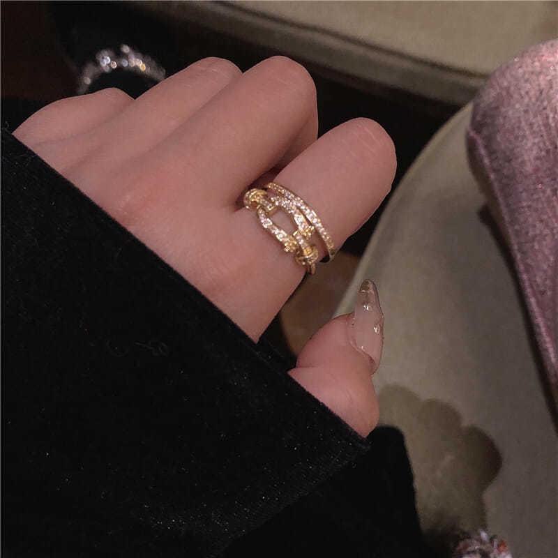 Diamond Knot Korean Influencer Adjustable Ring – Elegant, Chic Style Index Finger Accessory