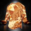 Men's Casual 3/4 Sleeve Round Neck T-Shirt with Halloween Print