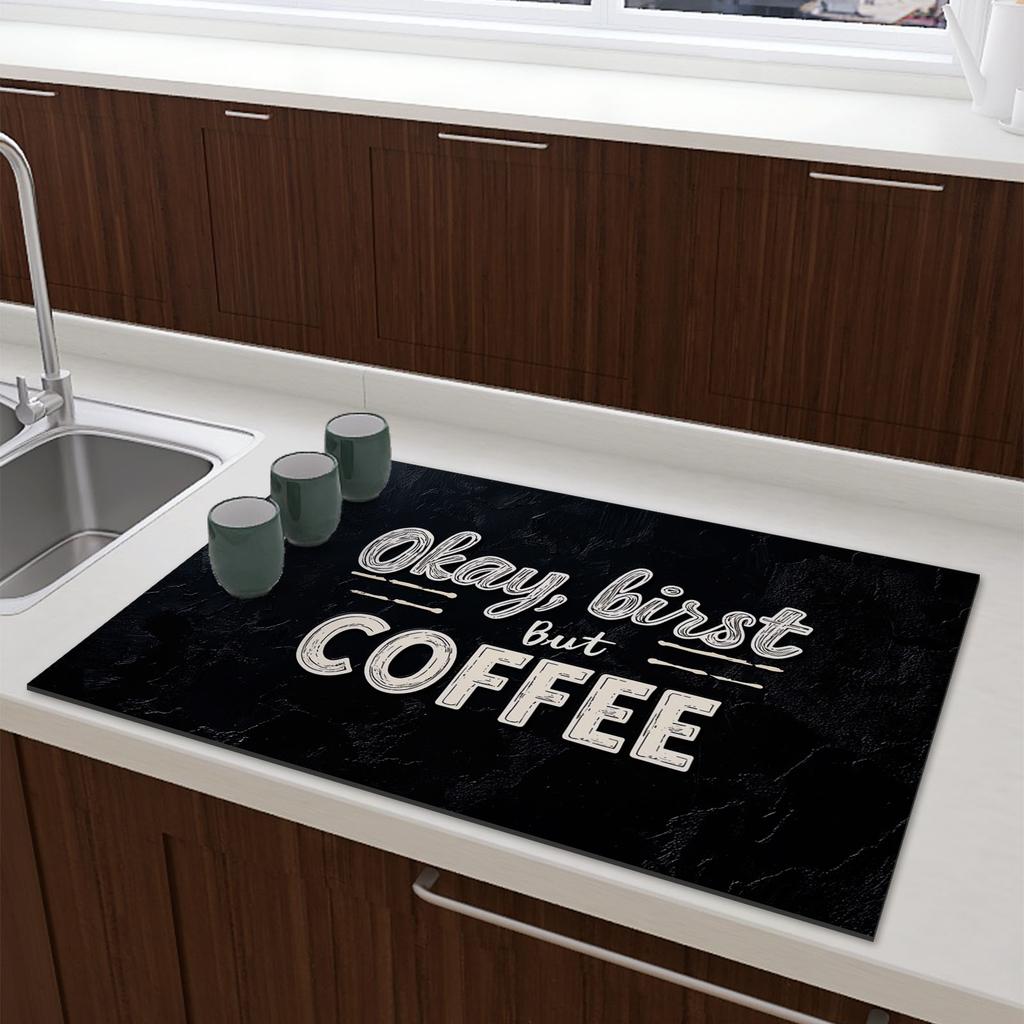 Kaffeemaschinenmatte Wasserdicht Küchen Geschirrtrockenmatten Rutschfeste Abtropfmatte Schnelltrocknend Geschirr Wasserhahn Essgeschirr Teppich