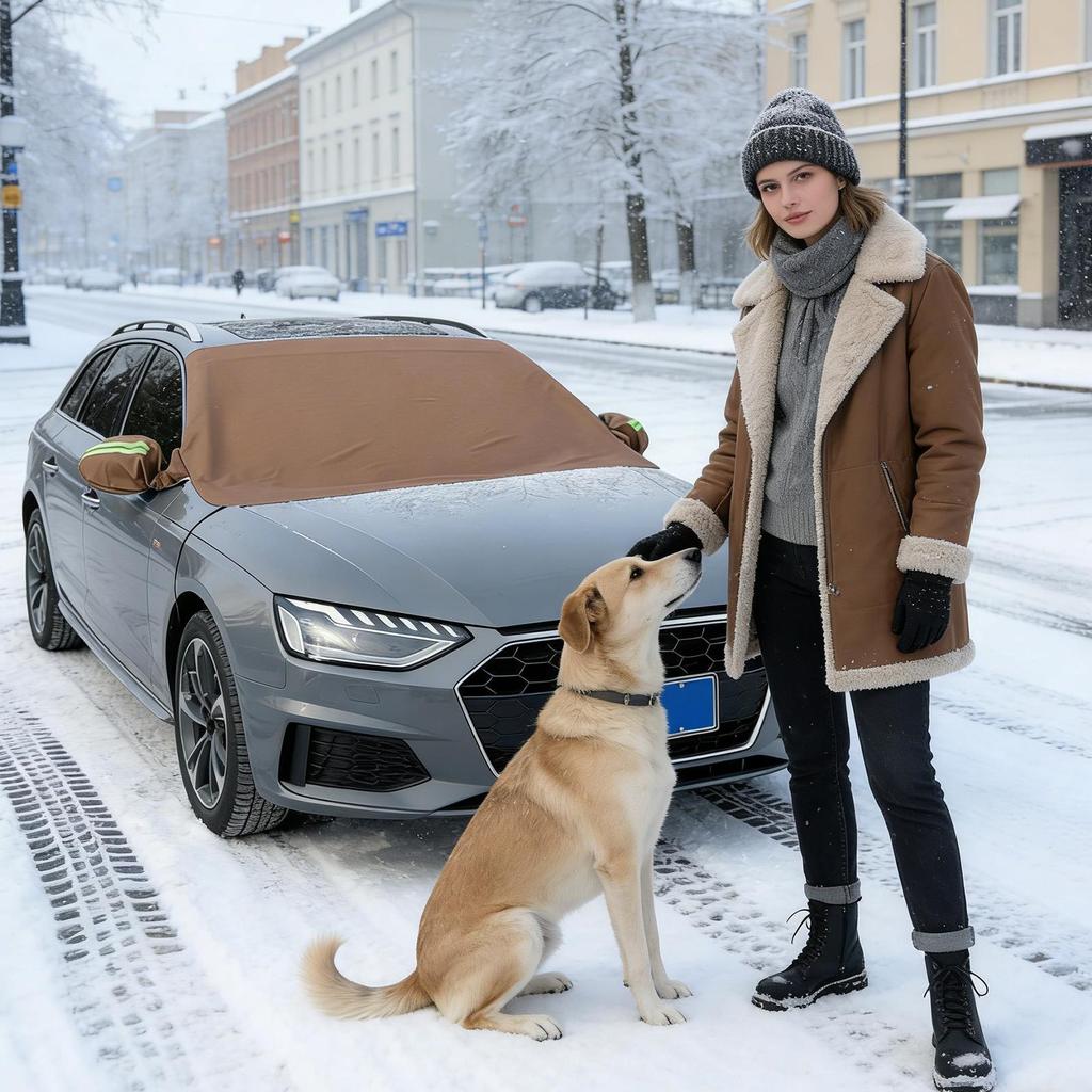 Car Snow Cover Waterproof PU Leather Dustproof Auto Exterior Supplies Windshield Snow And Ice Cover For Sedans Winter Summer