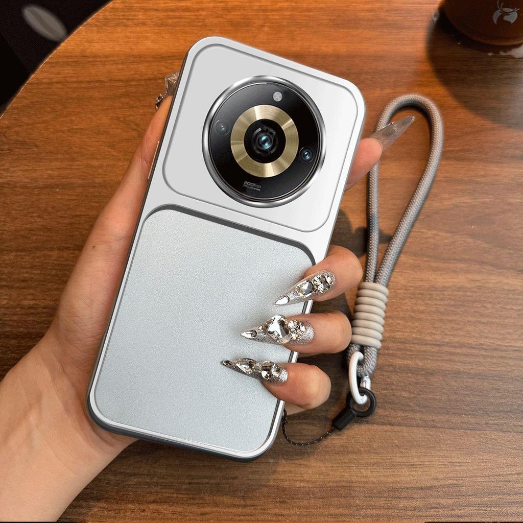 Luxury Big Window Phone Case with Lanyard for realme 11 pro+ Premium Textured Casing
