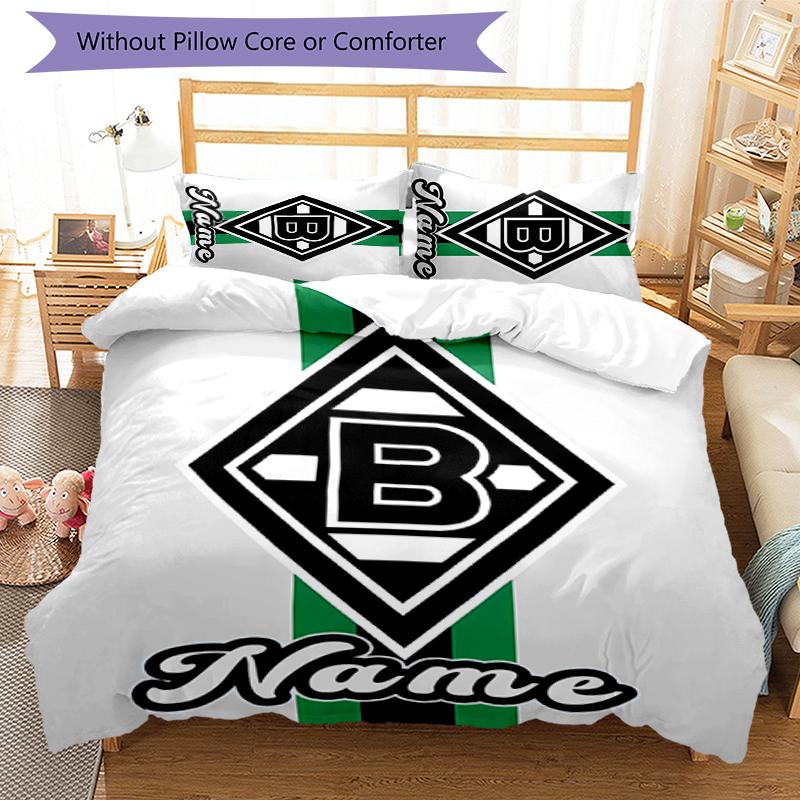 3pcs Custom Name Borussia Mönchengladbach Bedding Set Duvet Cover Closure Includes 1 Duvet Cover & 2 Pillowcases for All Seasons Bedroom Decor