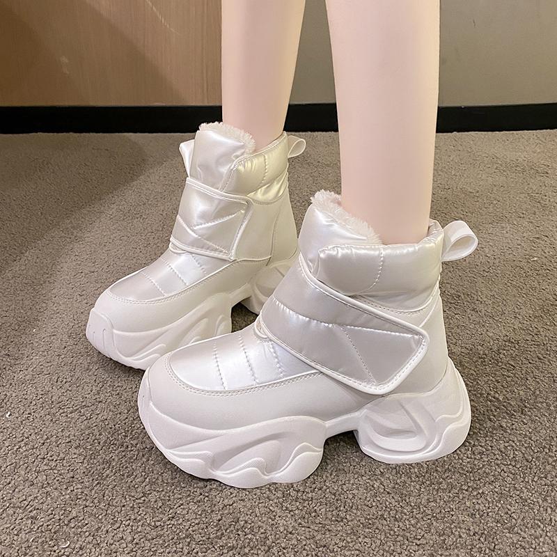 Fashion Fashion Snow Boots Women Waterproof Keep Warm Plush Platform Shoes Female Lace Up Mid-Calf Boots Winter Shoes Botas Femininas