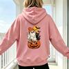 Süßer Geist sitzt auf Kürbis Halloween Print Unisex Sweatshirt Mode Halloween Lässige Streetwear Lustige Horror-Thema Hoodies