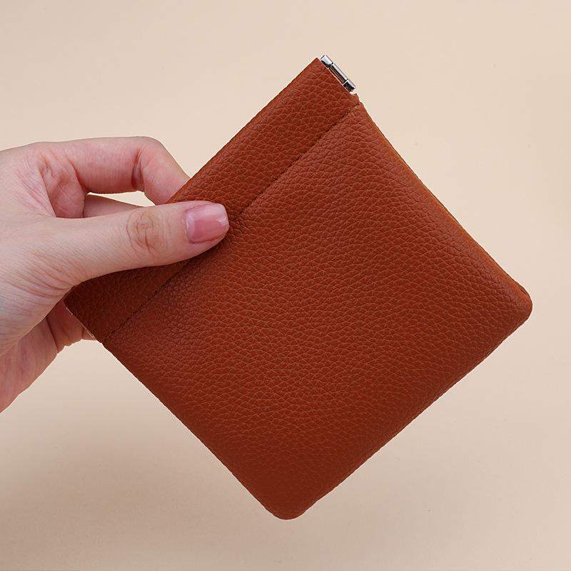 2025 Lychee Grain PU Coin Purse with Automatic Closure - Multipurpose Pouch for Cosmetics, Jewelry, Lipstick, and Accessories