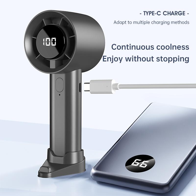 Portable Handheld Fan 100-speed USB Rechargeable Electric Fan Digital Display Home Travel Outdoor Camping Small Cooling Fan