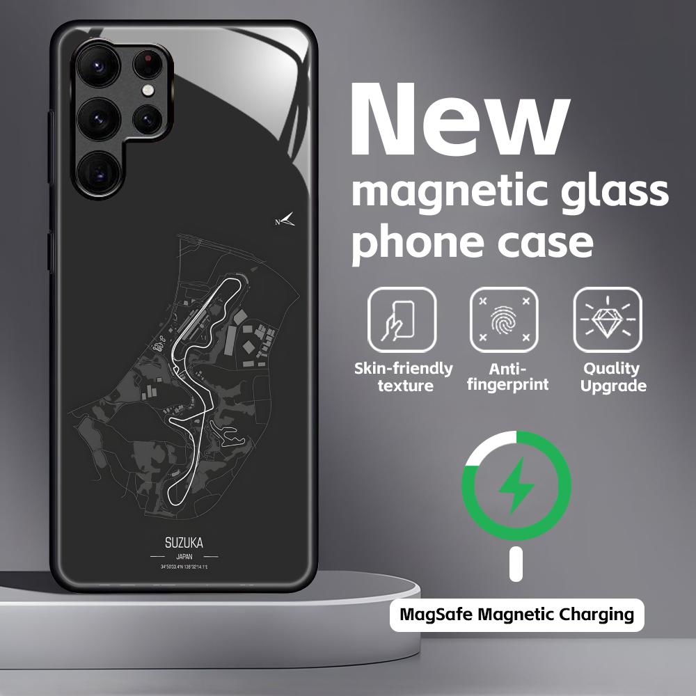 F1 Rennstrecke Print Handyhülle Für Samsung S26 S25 S24 S23 S22 S21 Plus Ultra Note20 Glas Magnetische Hülle