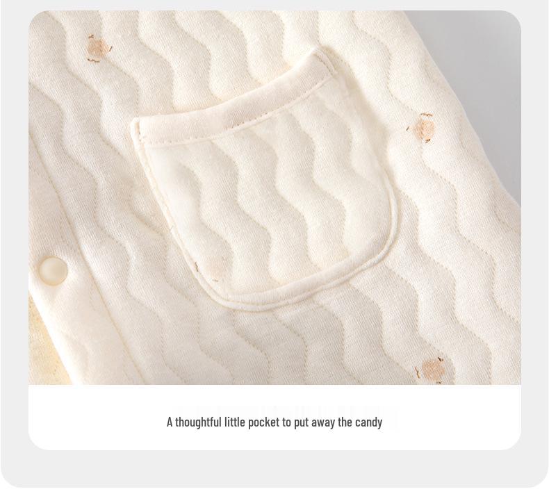 Newborn Air Cotton Three-Layer Warm Bodysuit - Pure Cotton, Spring/Autumn