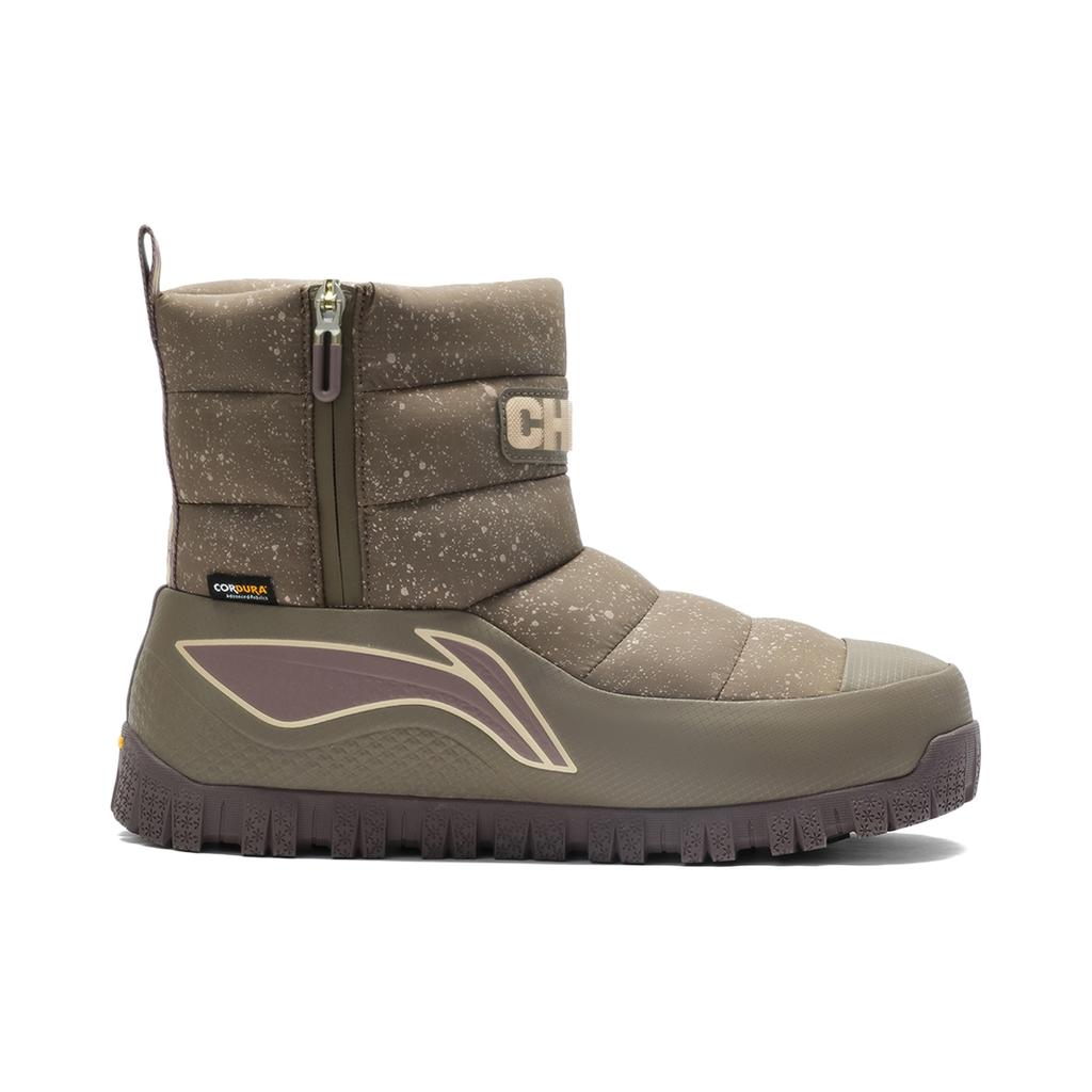 Li Ning Zhong Rong BOOT Abrasion Resistant Cushioning Slip Resistant Short Snow Boots Men's Umber AGCV507-3