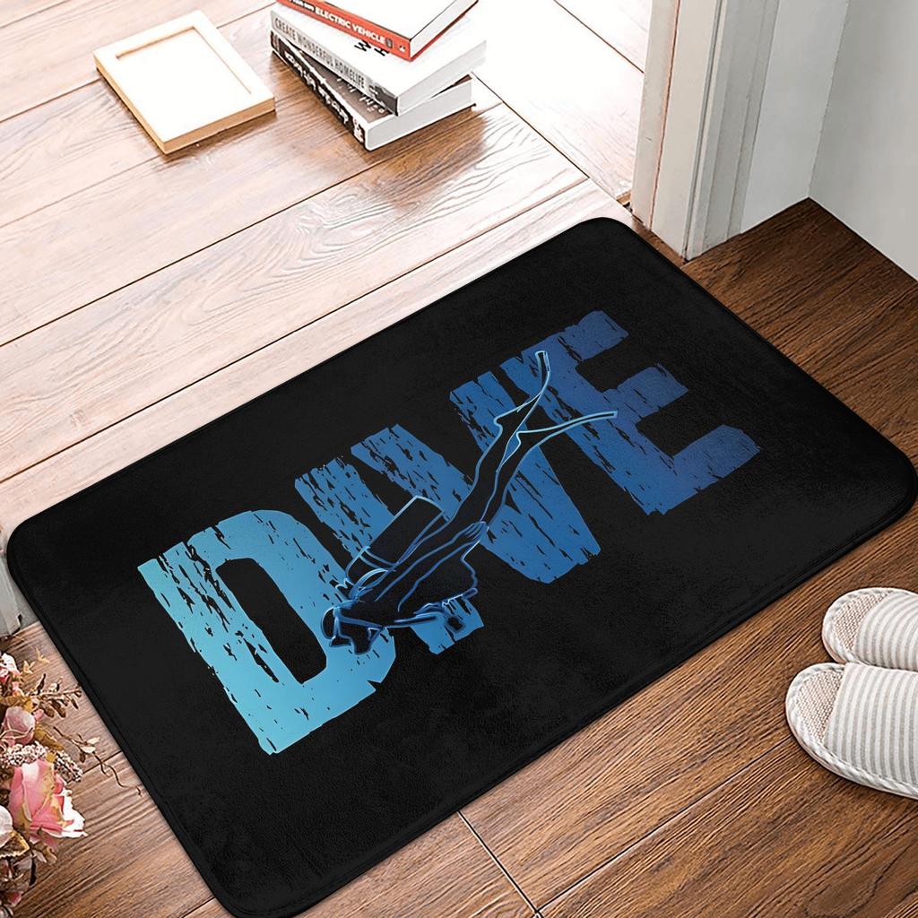 Dive Diver Fashionable Style Door Mat Machine Washable for Bathroom Bedroom Living Room Entrance