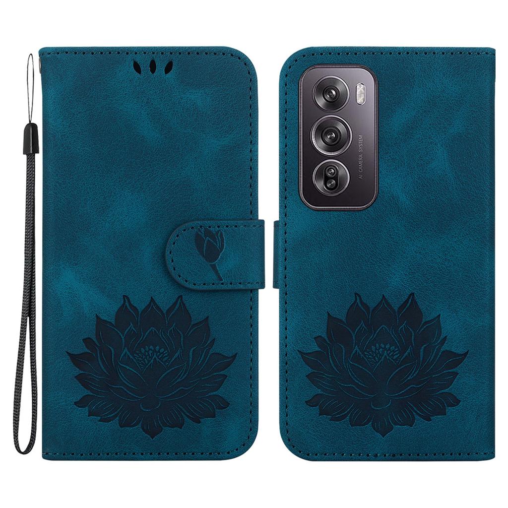 For Oppo Reno12 Pro 5G (Global) Stand Case Lotus Imprint Leather Wallet Phone Cover