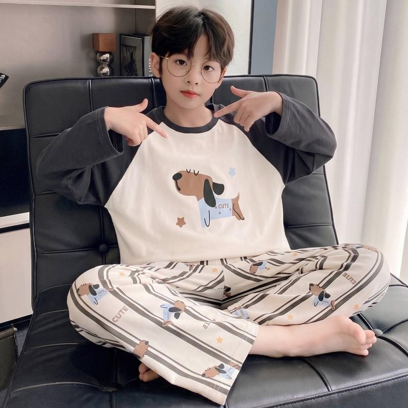 Jungen Baumwoll-Pyjama-Set Langarm Cartoon-Print Nachtwäsche Kinder Teenager 8 Jahre