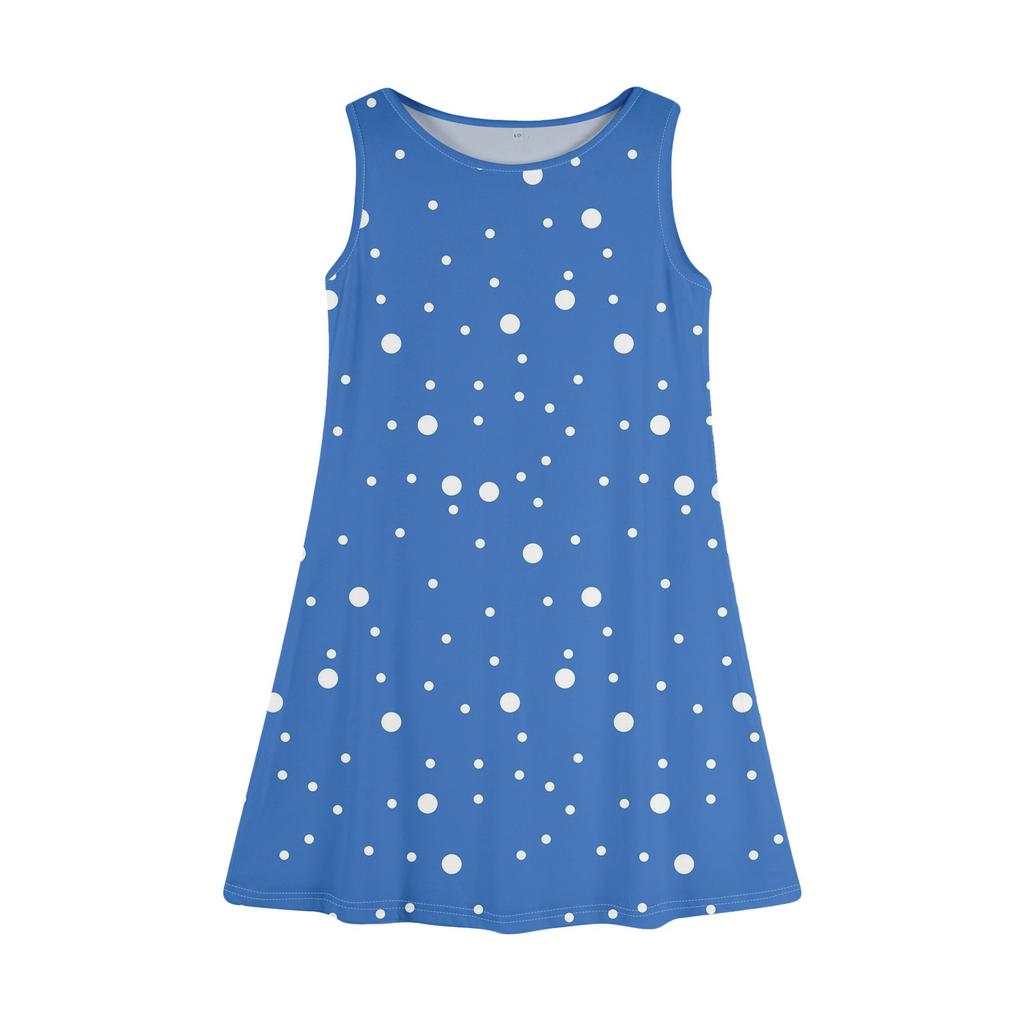 Girl Summer Dress Sleeveless Printed Color Casual Dress