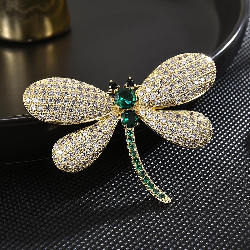 Korean Style Elegant Dragonfly Brooch - High-End Luxury Corsage Pin Accessory