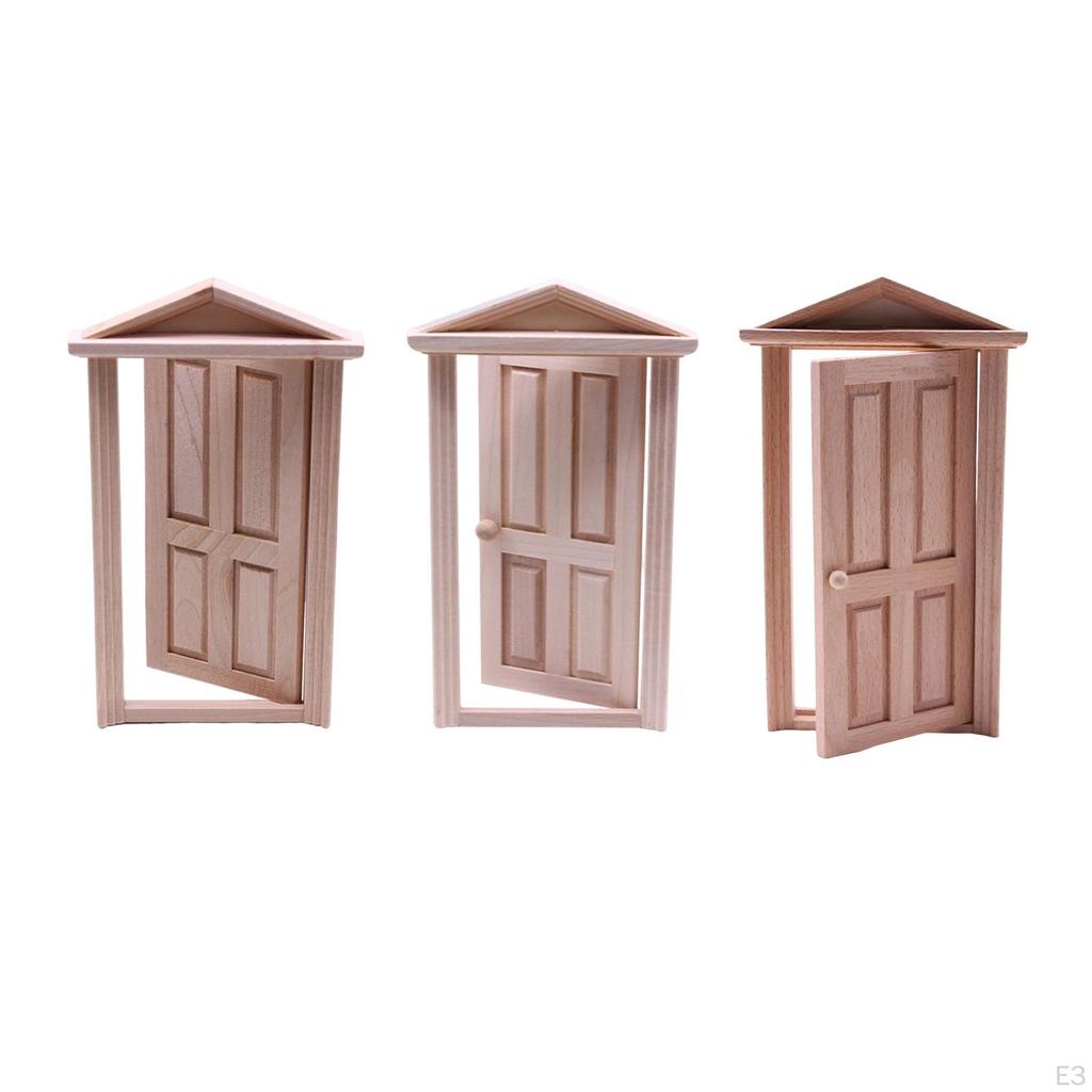Delicate Dollhouse Wood Door Miniature Furniture Toys Props Pretend Playset House Decor Toy Blank