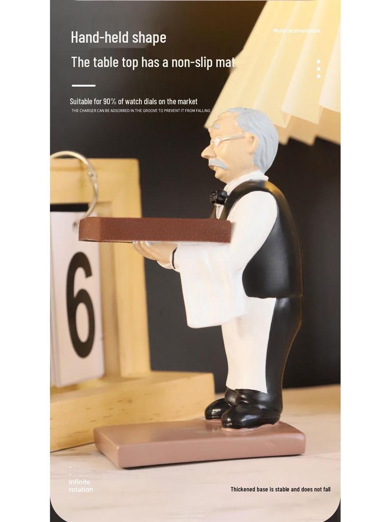Resin Butler Watch Stand - Cartoon Old Man Desktop Ornament