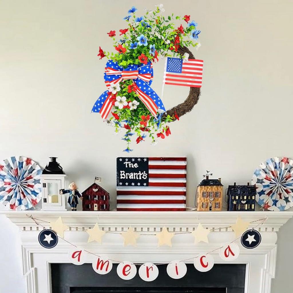 2025 American Independence Day Wreath Door Wreath American Door Basket Decoration July 4Th Wreath Independence Day Decoration
