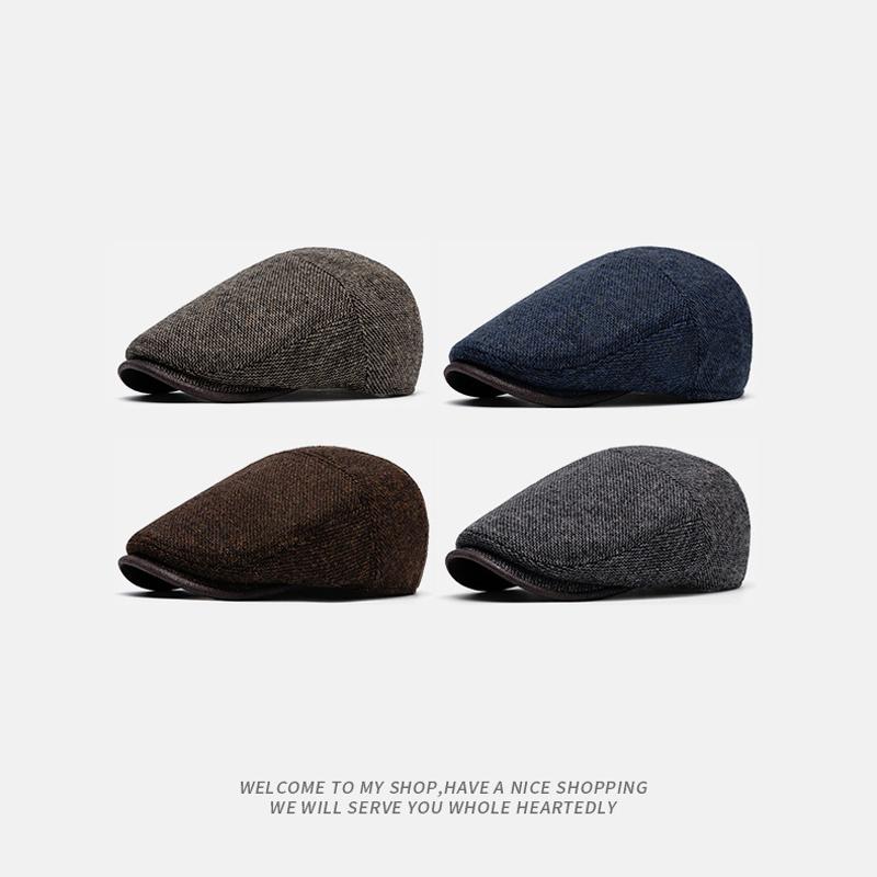 British Cap Retro Beret Men's Autumn Winter Cotton Warm Progressive Cap Newsboy Painter Hat