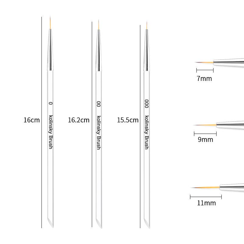 Nail Art Vytahovací linka Pero 3 ks Kombinace Křišťálově průhledná tyčinka Flitrová tyčinka Háčkové pero Nástroj pro Nail Art