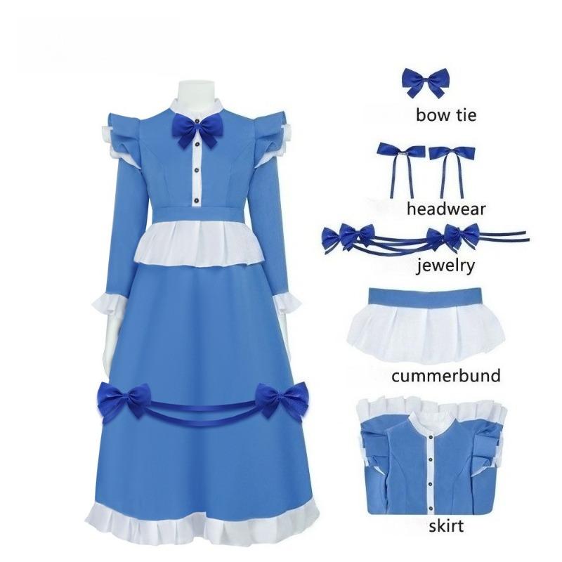 De Poppy Cosplay Kostuum Jurk Spel Bobi Cos Playtime Roodharig Meisje Vrouwen Meisjes Blauwe Dienstmeisjesjurk Lolita Halloween Feestjurk Kid-110 white