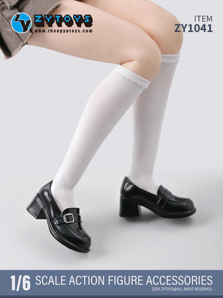 ZYTOYS ZY1041 1/6 Scale French Round Toe Leather Loafers for Student Girl Dolls