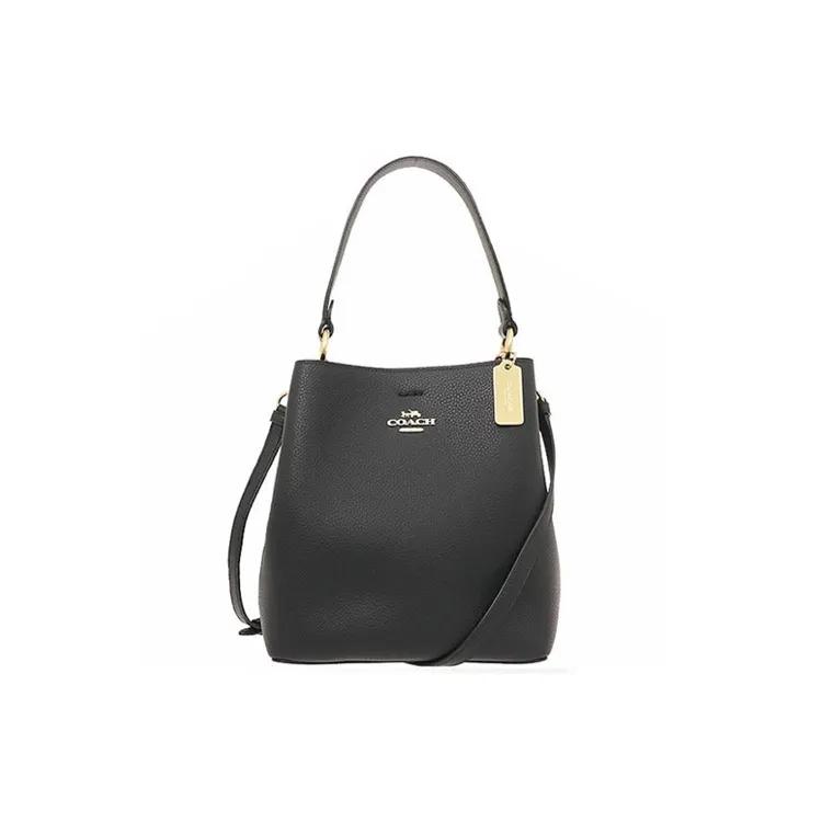 COACH Town Leather Bucket Bag , Portable Crossbody Bag , Shoulder Bag Small Women's Black (Unisex) Handbags 1011 IMLON