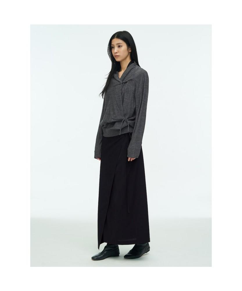 Anggae Big Cowl Tie Pullover Gray