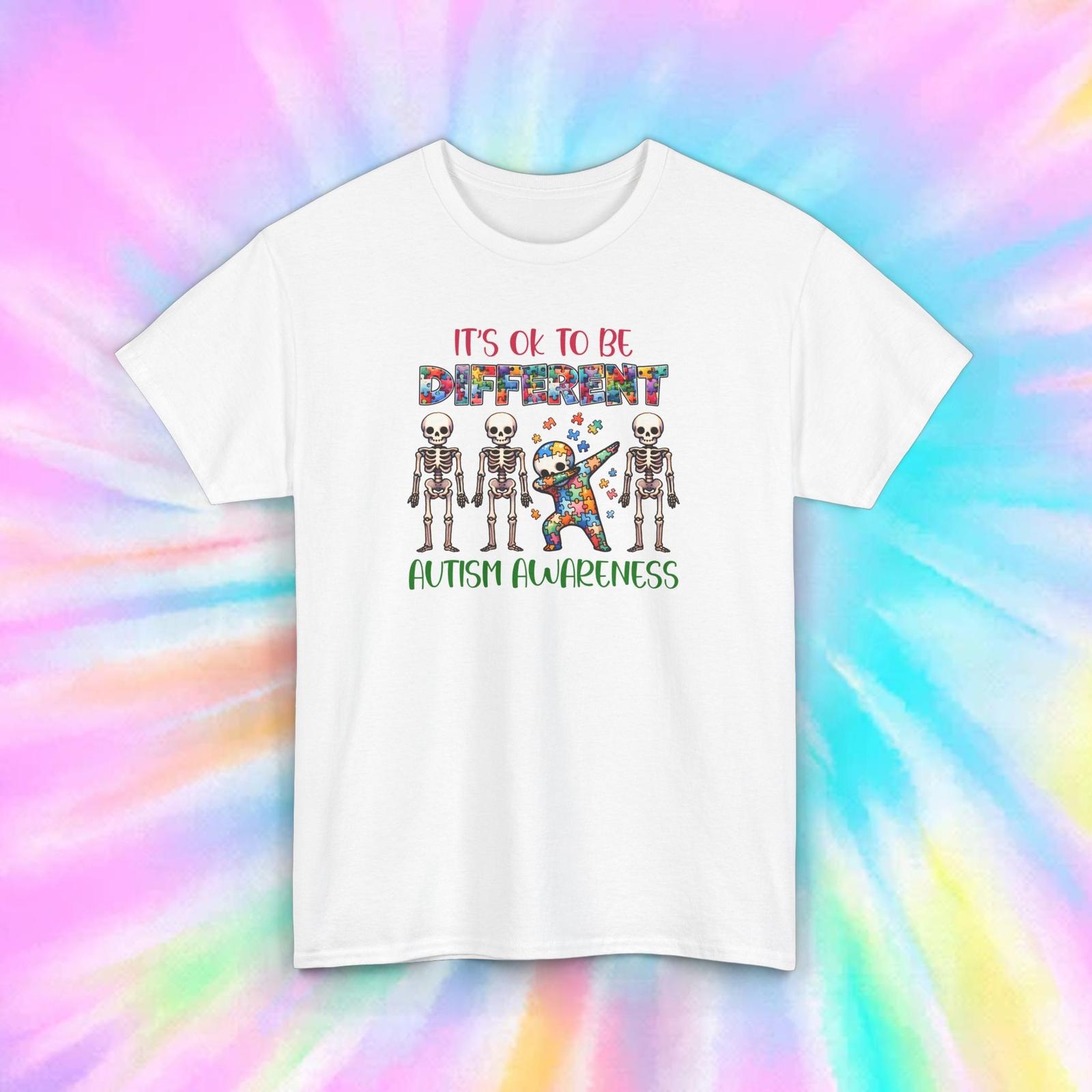 It s OK to Be Different Autism Awareness Shirt S-5XL Inclusion Skeleton Tee S разноцветный