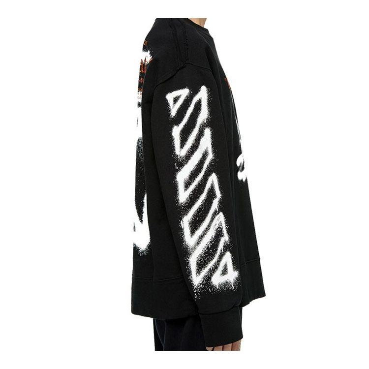 Off-White White Graffiti Long Sleeve Sweatshirt Men Tops Black OMBA037R20E300091001