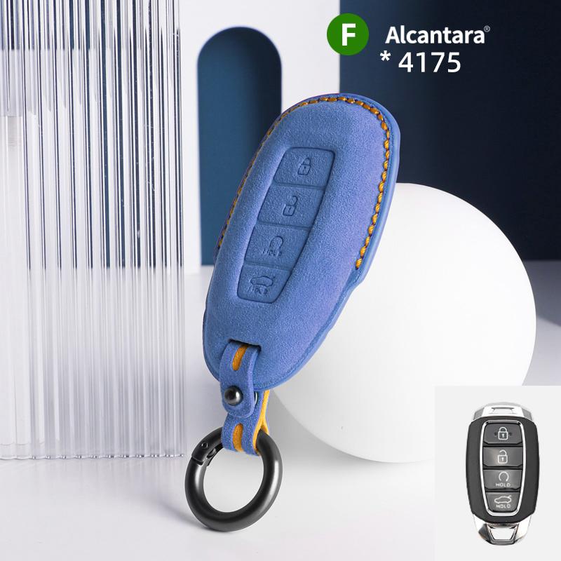 Alcantara For Hyundai Solaris Azera Elantra KONA Grandeur IG Accent Santa Fe Car Key Case Accessories Keychain Shell 2025 2025