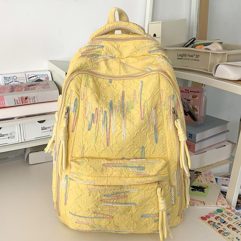 Schoolbag Children Elementary School Girls High School Large Capacity High Appearance Ins Striped Backpack