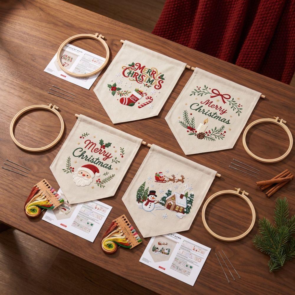 Snowman Christmas Embroidery Kit Santa Claus DIY Embroidery Kit Adults & Beginners