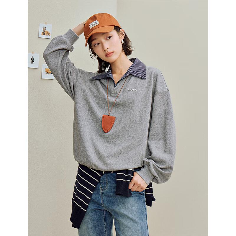 Inman Women's Faux Two-Piece Long Sleeve Sweatshirt