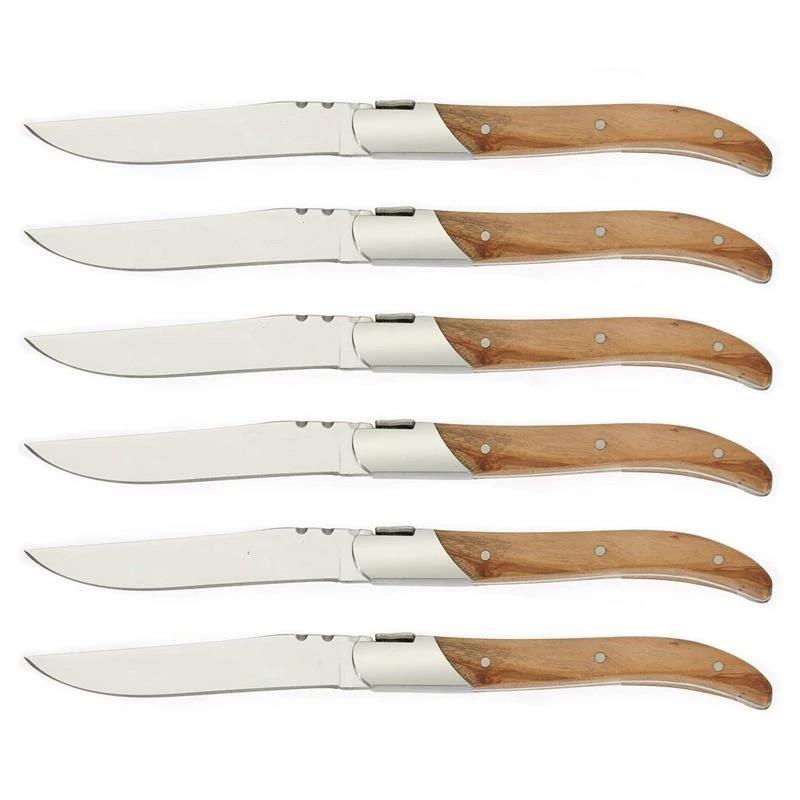 Laguiole Steakmesser Holzbesteck Tafelmesser Holzgriff Geschirr Edelstahl Besteck Weihnachtsgeschenk Besteck 9" 2-10 Stück