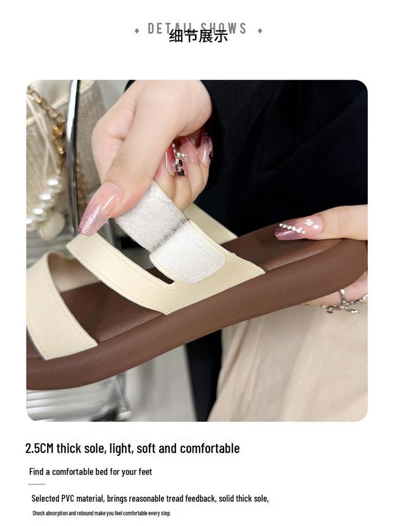 Women's Summer Flat Non-Slip One-Strap Z-Strap Sandals for Bathing and Beach