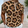 Men Plus Size Short Sleeve Quarter Zip Collared Blue Camouflage Printed Polo Shirt