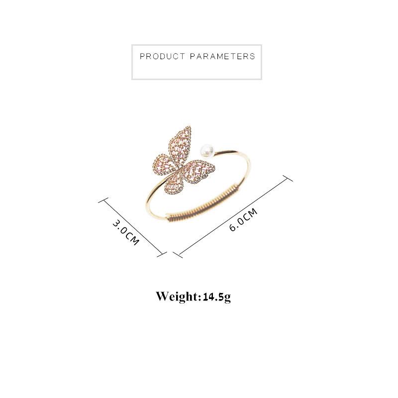 HUAMI Open Insect Charm Butterfly Bracelet for Women Bangle Pearl Pink White Two 6cm Zircon Bracelet Fashion