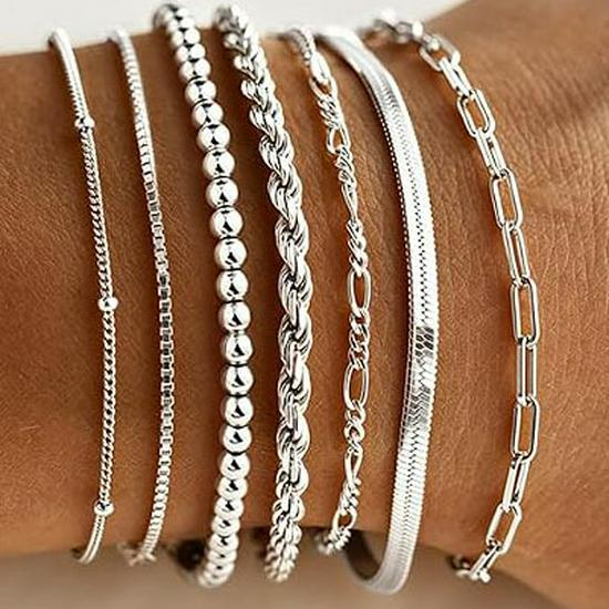 Bohemian Minimalist Women's Hand Jewelry Set: 6 Multi-layer Simple Bracelets