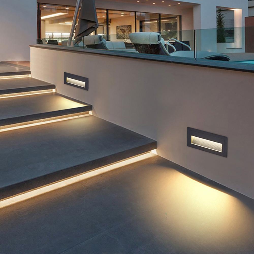 LED Wall Lamp 3000K LED Stair Light Step Light Recessed Buried Lamp Indoor/ Outdoor IP68 Waterproof Staircase Step Lights