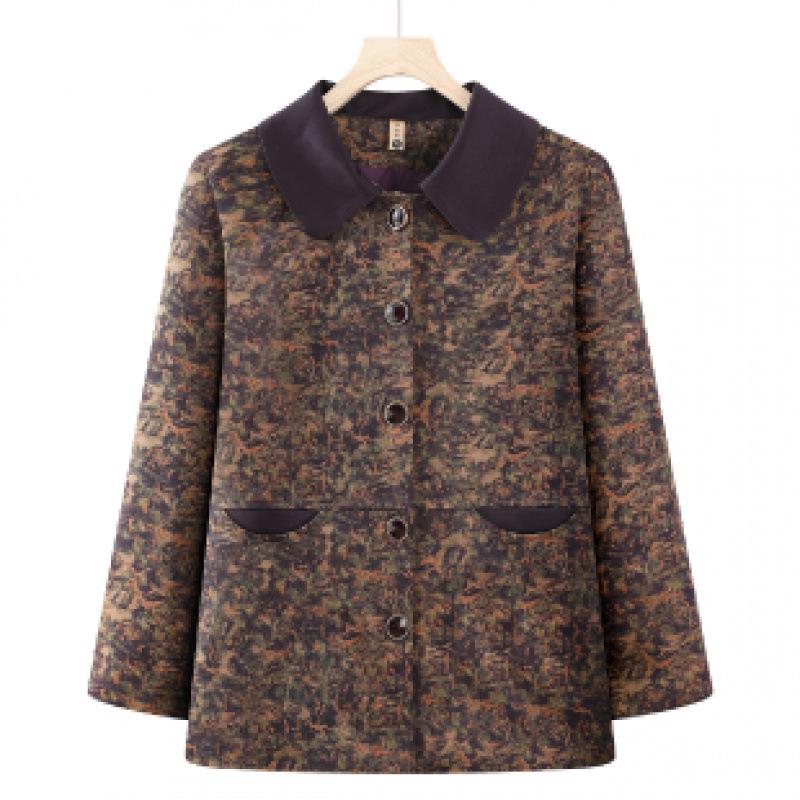 

Stylish Spring/Autumn Short Jacket for Middle-Aged and Elderly Women 60s 70s, Long-Sleeved Grandma Outerwear 4XL фіолетовий