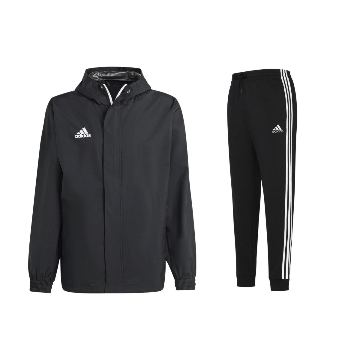 

Adidas Solid Logo Football Training Hoodie Jacket Vintage Print Three Stripes Long Pants Casual Sports Suit Men Sports Suit Black IK4010+GK8831 S
