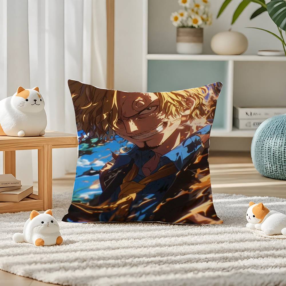 One Piece Red Hair Shanks Anime Plush Pillow Cover Soft Short Plush Cushion Cover For Sofa Bedroom Home Decor Gift Decoration